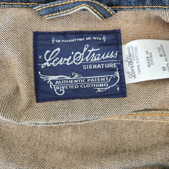 Levi Strauss Signature Denim Jacket Vintage Womens Medium Distressed Look EUC - Picture 15 of 16